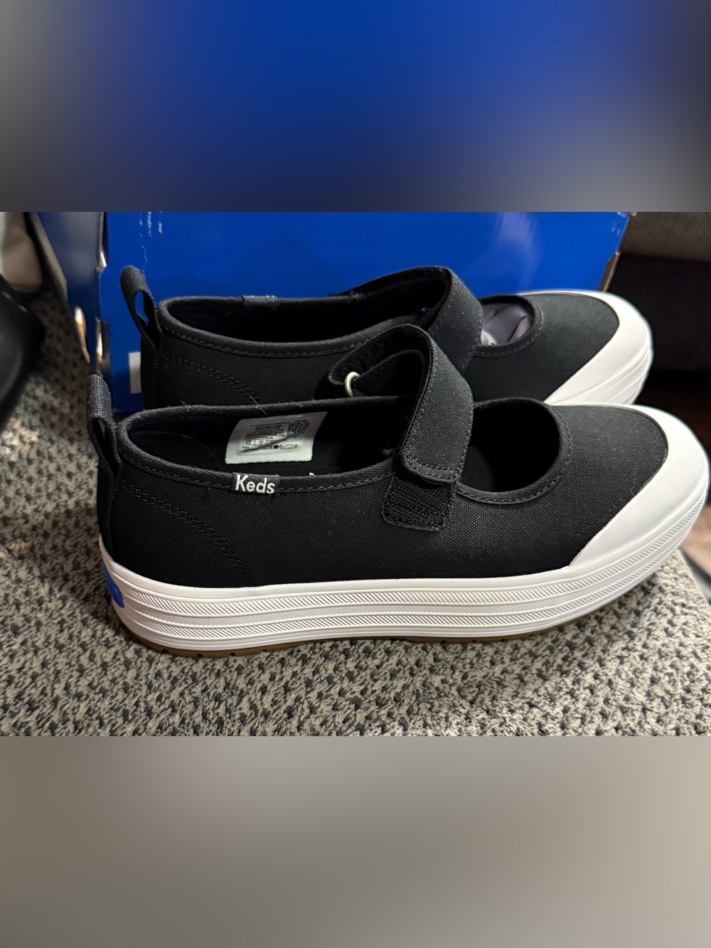 Keds Kids Black Canvas Mary Jane Sneakers with White Toe